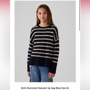 GAP Navy and Cream Striped Kids Sweater